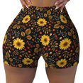 thumbnail image 2 of Lsque Sunflowers Leaves Pattern High Waisted Biker Shorts for Women-Tummy Control Fitness Athletic Workout Running Yoga Gym Shorts,Moisture-Wicking-Medium, 2 of 9