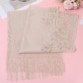 thumbnail image 3 of Pink Floral Lace Shawl Wrap Tassel Fringe Gauze Lace Shawls and Wraps Flower Pattern Hollow Solid Mesh Soft Summer Scarf for Women Formal Wedding Party Bridal Evening Dresses Accessories 1pc, 3 of 9