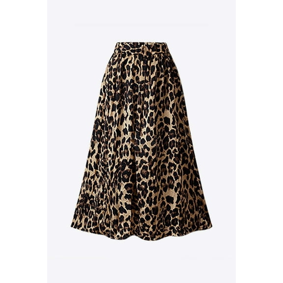 Plus Size Leopard Print Midi Skirt