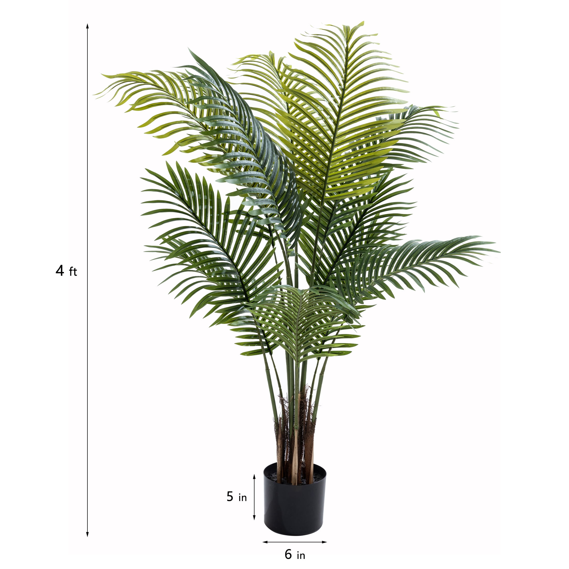 HiPlants 4ft Artificial Palm Plants, 4ft Fake Palm Tree, Pre Potted Faux Greenry Tree for Home Decor Office House Living Room Indoor Outdoor, Big Fake Plants Fake House Plants