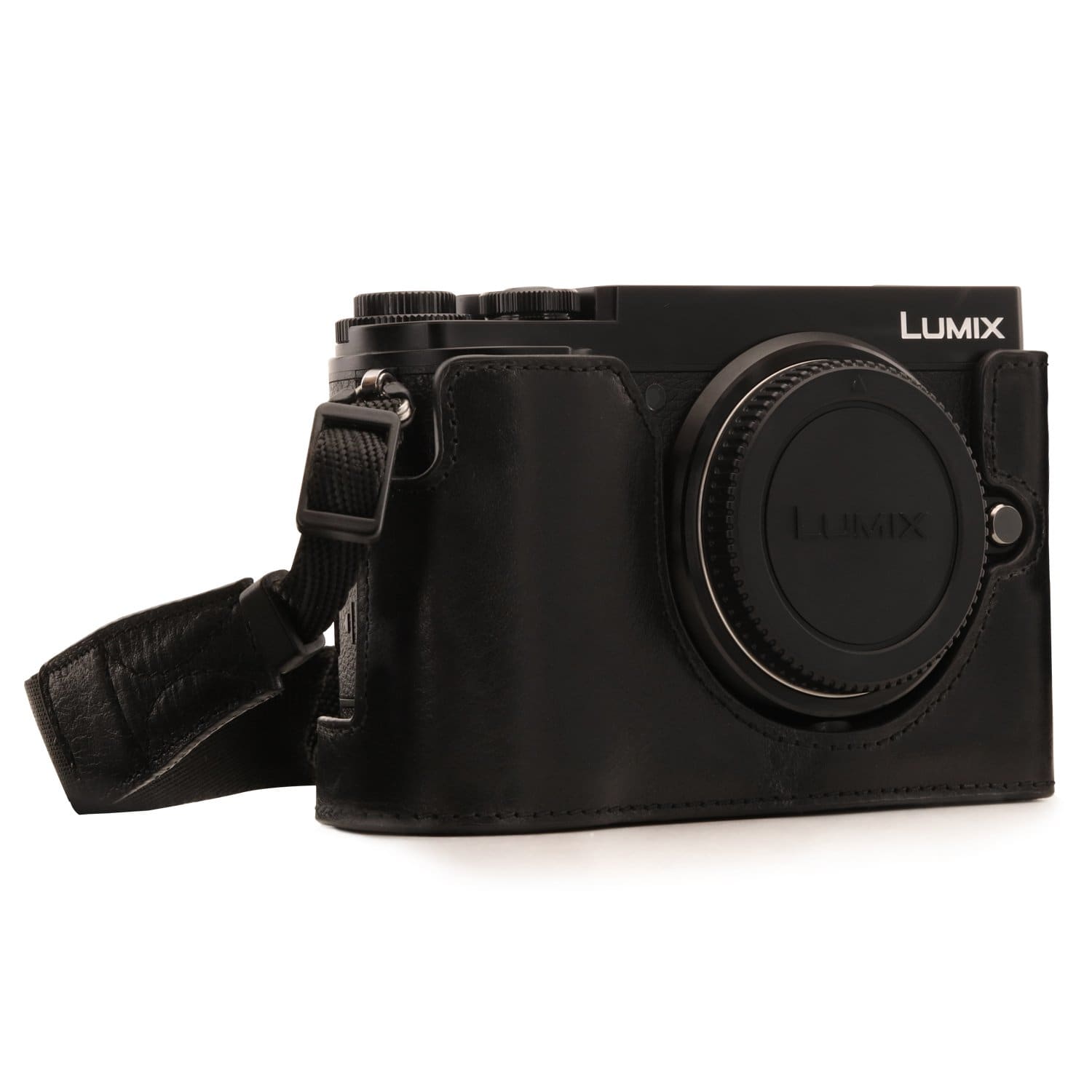 MegaGear Panasonic Lumix DC-GX9 Ever Ready Top Grain Leather Camera Half Case and Strap - image 1 of 12