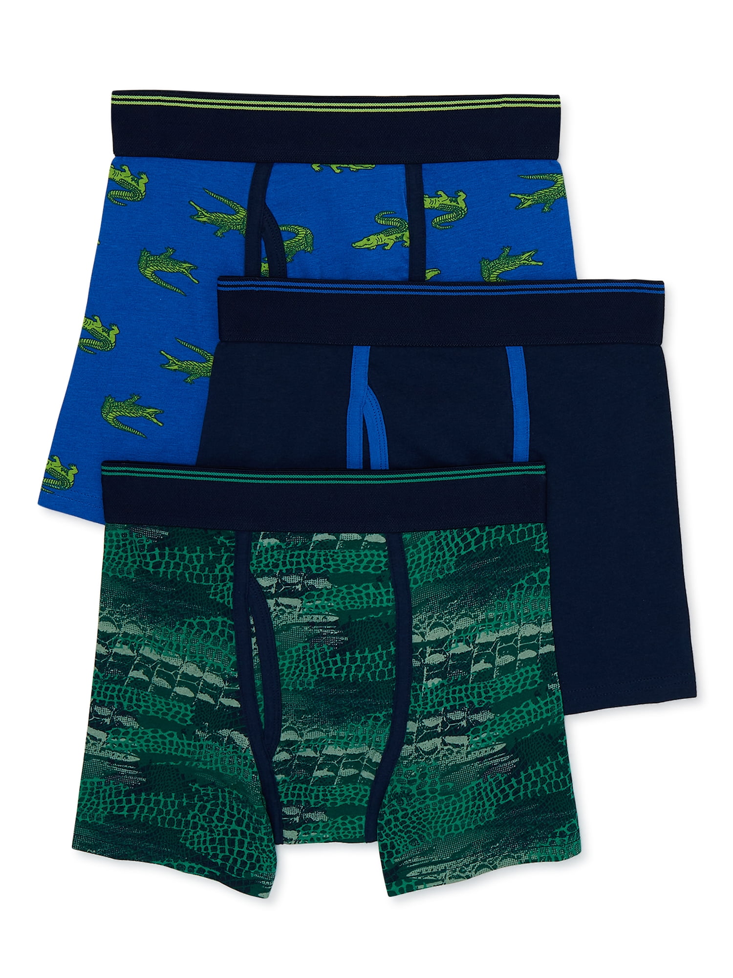 Wonder Nation Boys Alligator Boxer Briefs, 3 Pack, Sizes S-XL