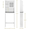 thumbnail image 2 of HomGarden Over The Toilet Organizer, Freestanding Wooden Bathroom Space Saver Storage with Adjustable Shelves and Glass Door for Living Room Restroom Laundry, White, 2 of 9