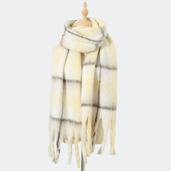 Plaid Scarf for Women Winter High-end Mohair British Style College Long Thick Warm Couple Neck Warmer