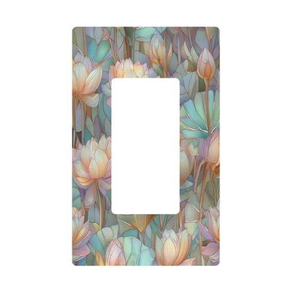 Yayeee Rocker Switch Wall Plate 1-Gang 4.6"x2.9" Home Decorative Outlet Cover, Colorful Water Lilies Pattern