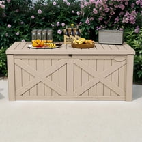 Dextrus Outdoor Waterproof 120 Gallon Resin Deck Box, Light Brown