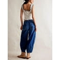 thumbnail image 6 of Women'S Casual Loose Low-Rise Denim Cropped Pants Elastic Waistband Pockets Blue XXL, 6 of 10