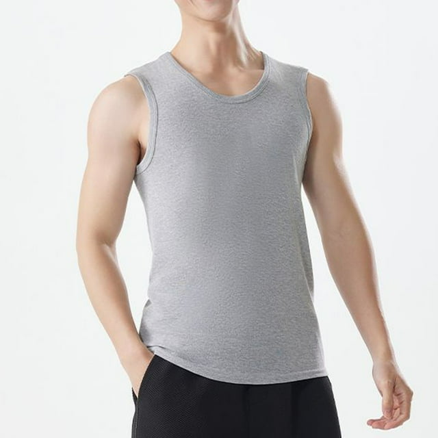 pstuiky Camisetas sin mangas para hombre, Camiseta deportiva informal sin mangas con cuello redondo para hombre Chaleco de hombre l