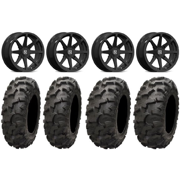 Valor V01 14" Wheels Black 27" Blackwater Tires Kawasaki Teryx Mule