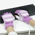 thumbnail image 2 of Dyfzdhu Laptop Women Men USB Heated Mitten Full&Half Finger Winter Warm Knit Hand Gloves Purple, 2 of 6