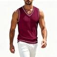 thumbnail image 4 of Antinious Men Solid Knit Sweater V-Neck Sleeveless Loose Versatile Comfortable Tank Top, 4 of 5