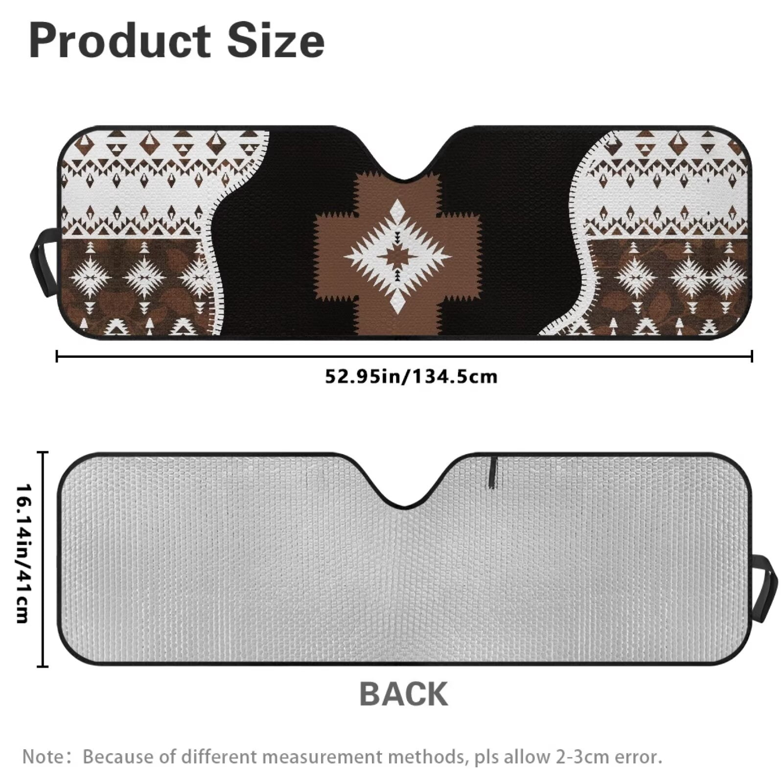 Uorisanigo Windshield Sun Shade for Wrangler JK JKU TJ Foldable 1 Piece Brown Aztec Tribal Sun Visor Windshield Shade for Jeep Wrangler, Gladiator, Renegade, FJ Cruiser