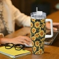 thumbnail image 6 of Daiia Vintage Black Plaid Sunflower Printed 40 oz Tumbler with Handle,Ice Bully Insulated Tumbler 2 in 1 Lid Insulated Water Bottle Stainless Steel Travel Coffee Mug, 6 of 8