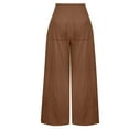thumbnail image 6 of Linen Pants for Women High Waisted Wide Leg Loose Fit Palazzo Pants Casual Beach Trendy Trouses with Two Pockets, 6 of 6