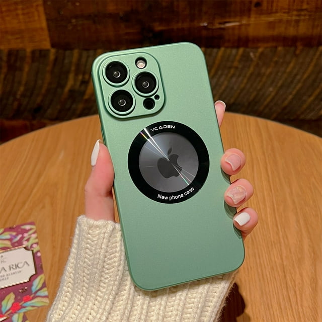Frosted Case for iPhone 12 Pro Max Matte Hard PC Slim Lightweight Case with Camera Lens Protector Logo View Window Shockproof Case,Darkgreen