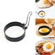 thumbnail image 4 of 2 anillos para huevos, molde profesional para panqueques, anillos para cocinar huevos para hornear, molde redondo antiadherente de acero inoxidable para huevos fritos, sándwiches, panqueques (con cepillo y pinzas de mano, color aleatorio) JM, 4 of 5