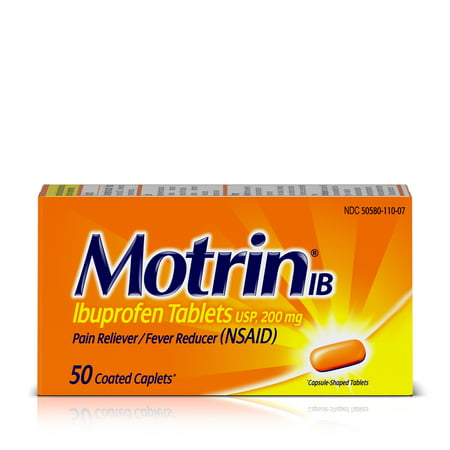 Motrin IB, Ibuprofen 200mg Tablets for Pain & Fever Relief, 50
