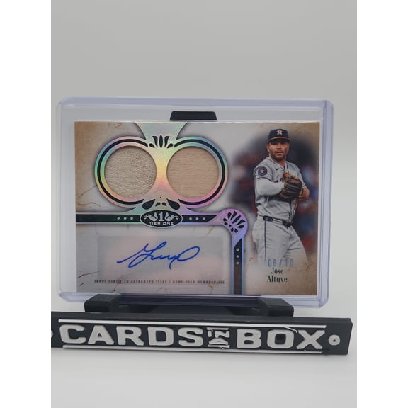 2026 Topps Tier One Jose Altuve Relic Autograph Hard Signed Houston Astros Baseball Card Houston Astros MLB Autographed Baseball Trading Card