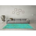 thumbnail image 3 of Ahgly Company Indoor Round Abstract Turquoise Blue Modern Area Rugs, 5' Round, 3 of 4