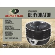 Mossy Oak 4 Tray Electric Food Dehydrator with Digital Timer, Adjustable Thermostat, 500 Watts