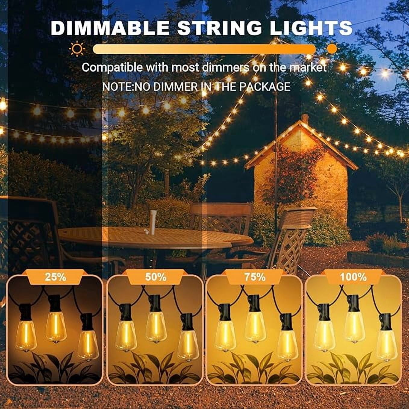 4-Pack 51FT Outdoor Waterproof String Lights, 25+2 Shatterproof Vintage Edison Bulbs, Connectable Design for Backyard, Porch, Balcony & Holiday Decor