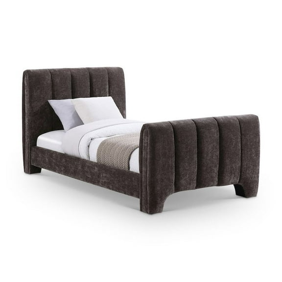 Meridian Furniture Camila Brown Chenille Fabric Twin Bed
