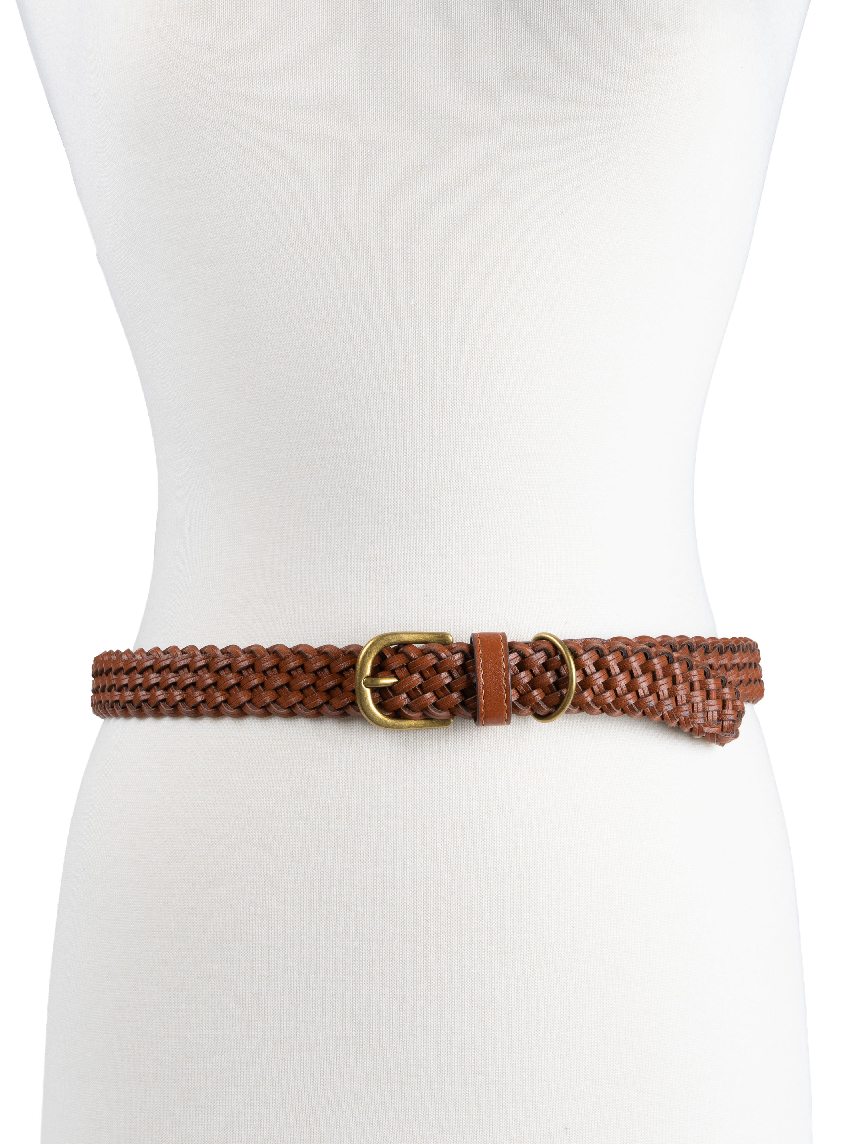 Time and Tru Women's Braided Belt, Tan