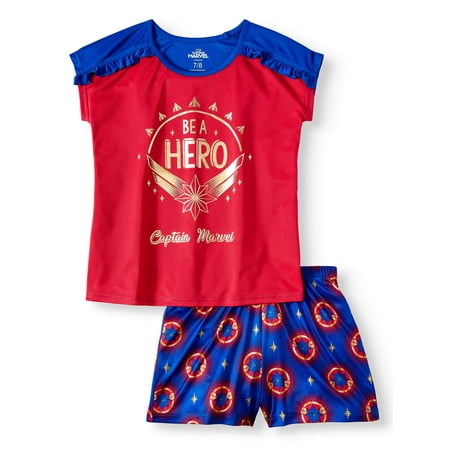 Girls' Captain Marvel 2-Piece Pajama Sleep Set
