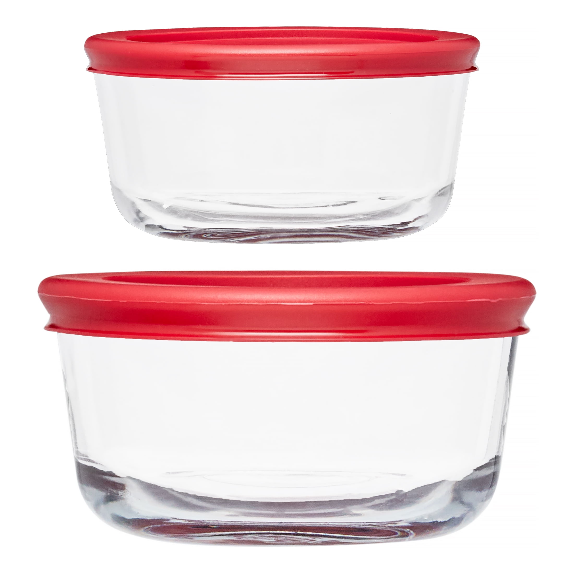 Glass Jar Clear Red Plastic Lid Kitchen Food Liquid Storage Container