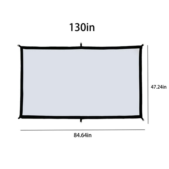 Rkxzt Curtain 130"Projector Screen 16:9 Foldable Portable Anti-Wrinkle Indoor Outdoor Projection Screen for Home Theater Movies Storage