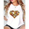 thumbnail image 1 of T-Shirt Décontracté à Col Rond pour Femmes avec Motif Géométrique en Forme de Cœur, Polyester 95 % Spandex 5 % Tissu Tricoté, Extensible Moyen, Manches Courtes Toutes Saisons, Poids 180g/m2, 1 of 6