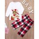 thumbnail image 5 of Pijamas Para Navidad Familia Ciervos Estampado Tops + Pantalones Cuadros XBTCLXEBCO 6T;NiñO Blanco, 5 of 6