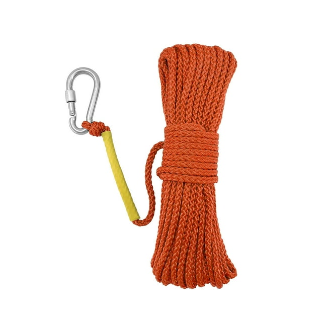 S SERENABLE Fishing Nylon Rope with Spring Hook for Fishing Retrieving Items Orange