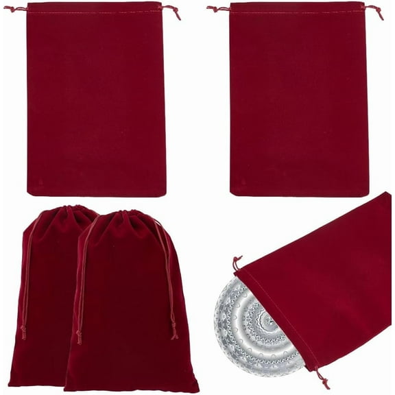 5pcs 5Pcs Velvet Jewelry Drawstring Pouches 11.8x7.9 Inch Large Gift Bags Dark Red Pack Dust Bags for Gift Wrap Birthday Wedding Party Favors 5pcs