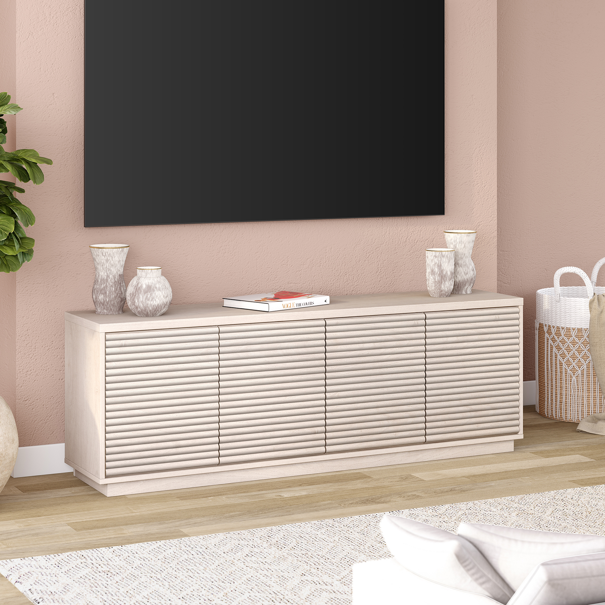 Tullis Rectangular TV Stand for TV's up to 78" in Alder White
