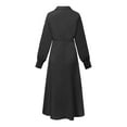 thumbnail image 5 of Usmixi Dresses for Women 2023 Plus Size Business Casual Fall Pleated Hem Blazer Maxi Dresses Suit Dresses Solid Long Sleeve Lapel Long Formal Dresses for Women Black s, 5 of 5