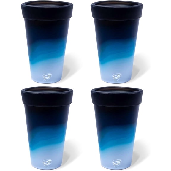 Silipint 16oz Silicone Tumbler – Unbreakable, Reusable, BPA-Free Cup for Hot & Cold Drinks, Dishwasher & Microwave Safe Drinkware for Home, Travel, Camping, Pack of 4