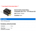 thumbnail image 2 of Neutral Safety Switch Relay - Compatible with 1978 - 1979 Nissan 620, 2 of 2