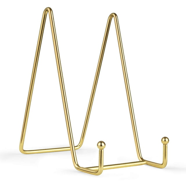 2pcs 6 Inch Display Stands For Plate- Gold Iron Easel Plate Holder Display Stands Metal Frame Holders For Photo, Pictures