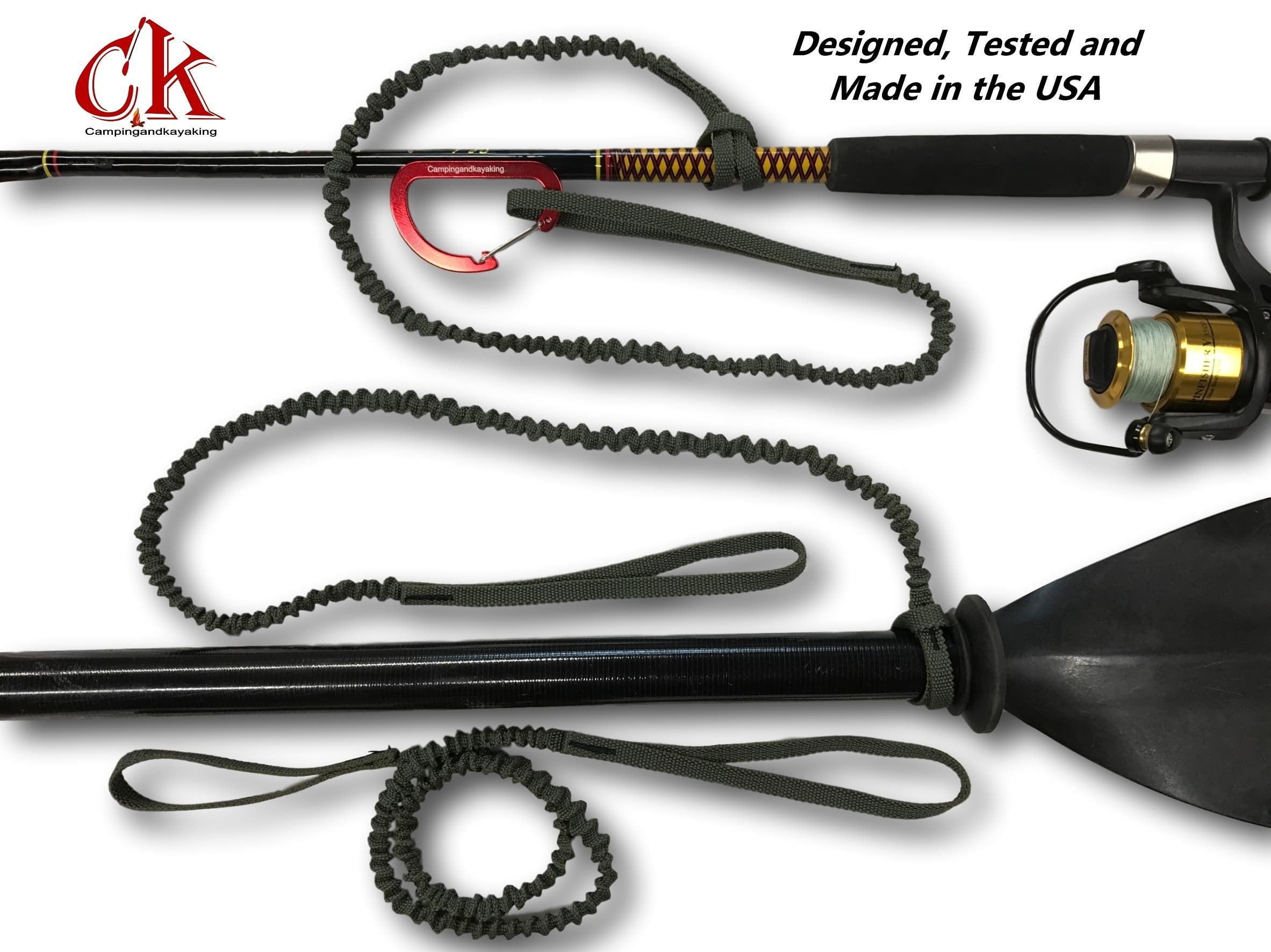CK Kayak Paddle Leash Set, 3 Gear Leashes and a Carabiner. Use for Rod