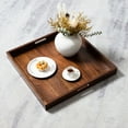 thumbnail image 5 of KINWELL Square Black Walnut Wood Serving Tray Ottoman Tray with Handles 22"x22"x2", 5 of 5
