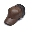 thumbnail image 3 of H-igh Qu-ality Leather Cap For Men Solid Winter Pu Leather Baseball Caps Brand Fitted Hats Warm And Suitable For Outdoor Travel ,Classic Design, 3 of 4