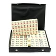 thumbnail image 1 of SPOORYYO Mini Carved Mahjong Portable Leather Box Travel Game Set for Adults and Friends Gatherings, 1 of 7