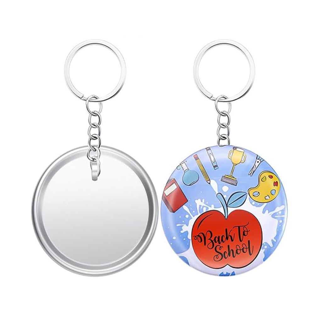 Yammee 100Pieces Craft Keyrings Supplies with 100Pcs 58mm Button Badge for Key Holder