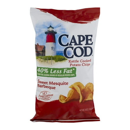 Cape Cod Kettle Cooked Potato Chips Less Fat Sweet Mesquite Barbecue, 8