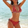 thumbnail image 5 of Watermelon Background with Seed Women's Bikini V Neck Swimsuit Set 2 Piece Over Size Bathing Suit Side Triangle Bathing Suit, 5 of 9