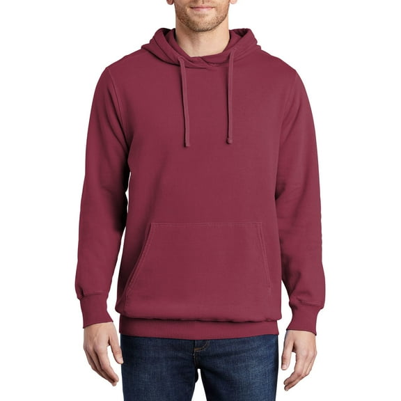 Just Blanks Beach Wash Garment-Dyed Pullover Hooded Sweatshirt, Merlot, 4XL