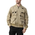 thumbnail image 7 of LEDUNTINO Men's Bomber Jacket, Lightweight Casual Spring Fall Windbreaker, Multi-Pocket Cargo Jacket, 7 of 7