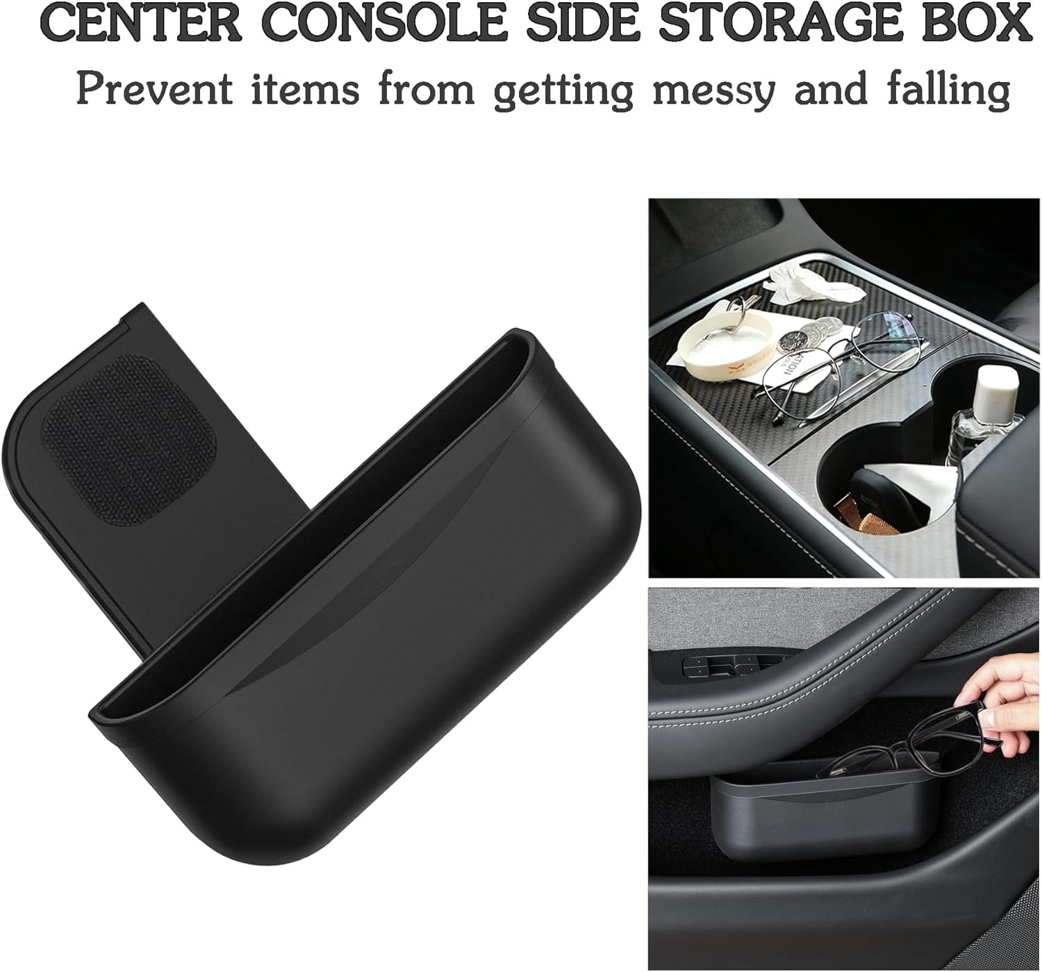 for Tesla Model Y 3 Sunglasses Holder Center Console Organizer Tray Storage Box Key Card Coin Holder Silicone Hook for Flocking Tesla Accessories