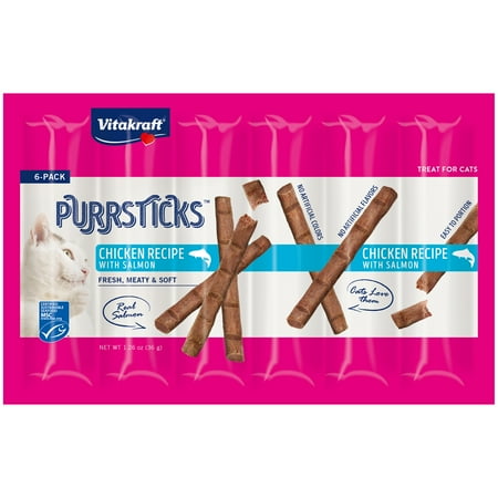 UPC: 0051233590783 | Vitakraft PurrSticks Meaty Cat Sticks – Chicken with Salmon Flavor (4) Packs of 6 Sticks